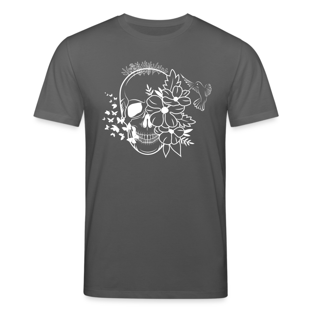 Männer Bio-T-Shirt von Stanley & Stella Skull Blumen - Anthrazit