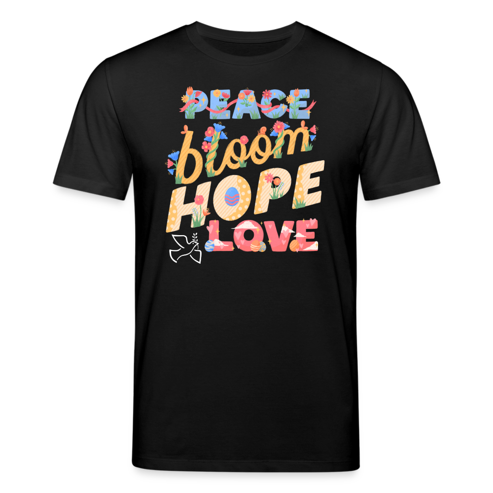 Männer Bio-T-Shirt von Stanley & Stella Peace Bloom Hope Love - Schwarz