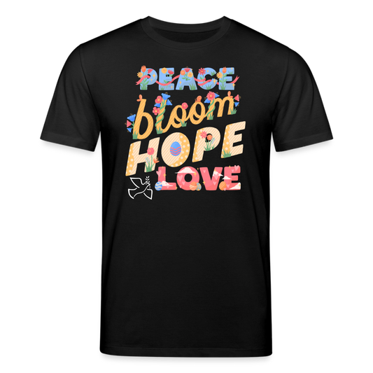 Männer Bio-T-Shirt von Stanley & Stella Peace Bloom Hope Love - Schwarz
