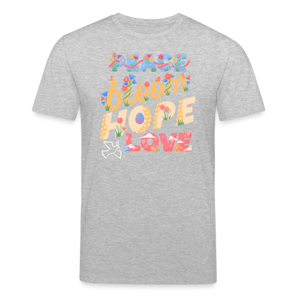 Männer Bio-T-Shirt von Stanley & Stella Peace Bloom Hope Love - Grau meliert