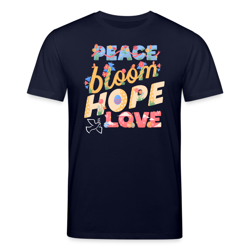 Männer Bio-T-Shirt von Stanley & Stella Peace Bloom Hope Love - Navy