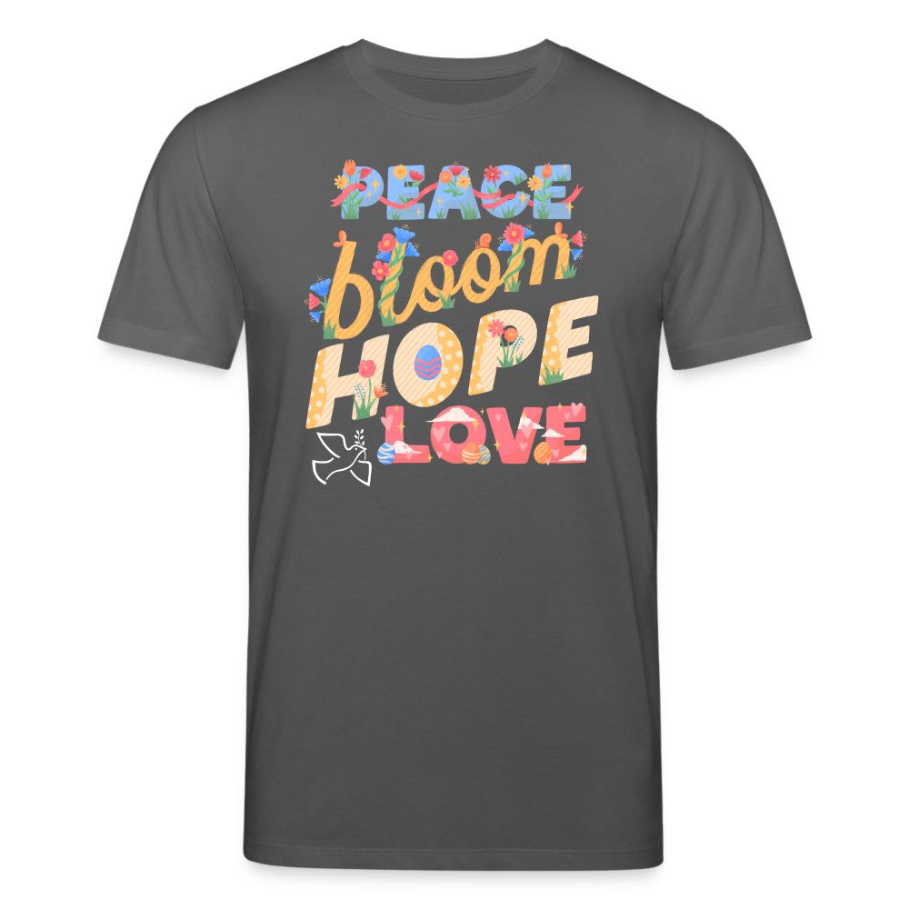 Männer Bio-T-Shirt von Stanley & Stella Peace Bloom Hope Love - Anthrazit