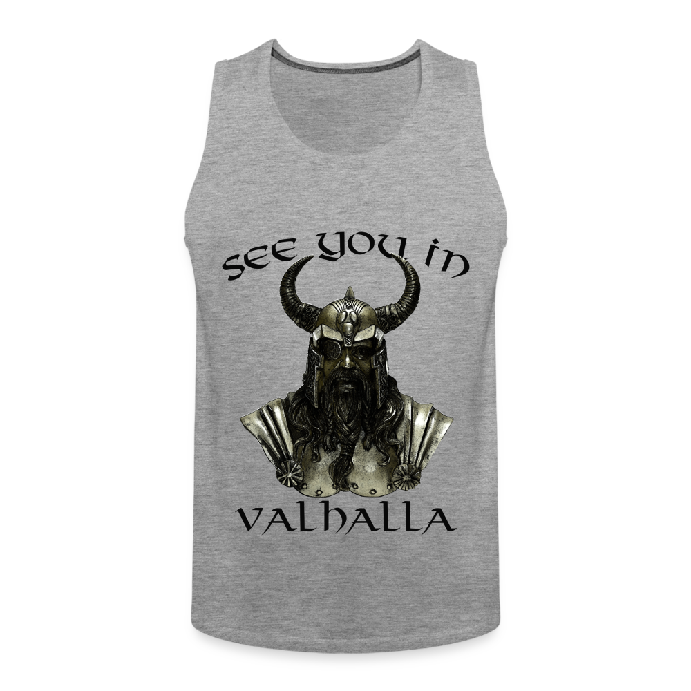 Männer Premium Tanktop T-Shirt Muskelshirt Achselshirt See You in Valhalla - Grau meliert