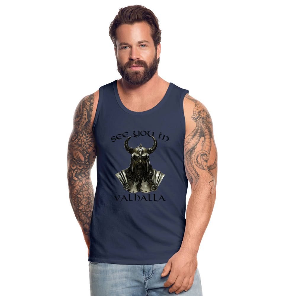 Männer Premium Tanktop T-Shirt Muskelshirt Achselshirt See You in Valhalla - Navy