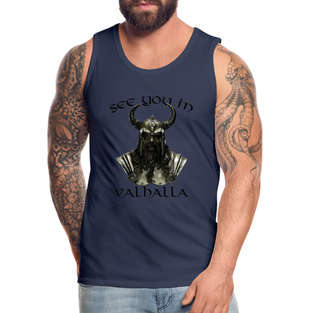 Männer Premium Tanktop T-Shirt Muskelshirt Achselshirt See You in Valhalla - Navy