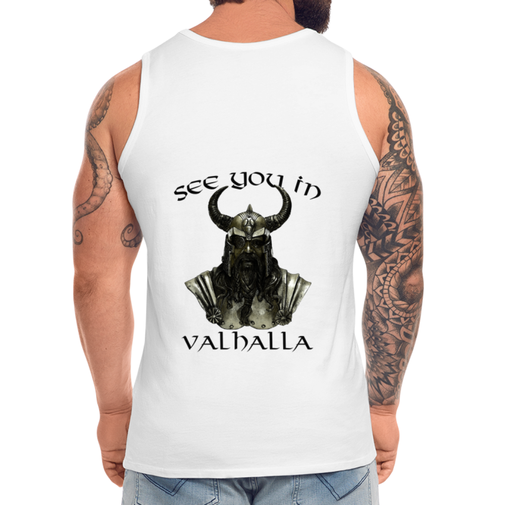Männer Premium Tanktop T-Shirt Muskelshirt Achselshirt See You in Valhalla - weiß