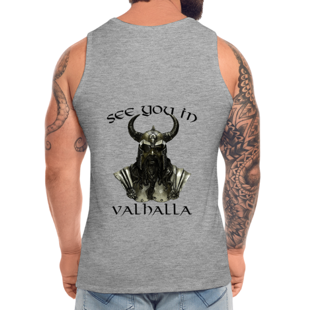 Männer Premium Tanktop T-Shirt Muskelshirt Achselshirt See You in Valhalla - Grau meliert
