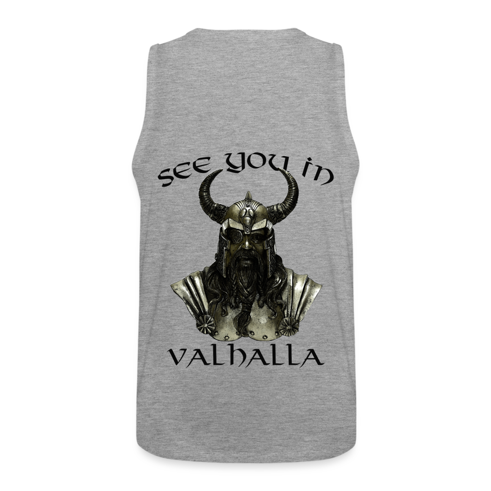 Männer Premium Tanktop T-Shirt Muskelshirt Achselshirt See You in Valhalla - Grau meliert