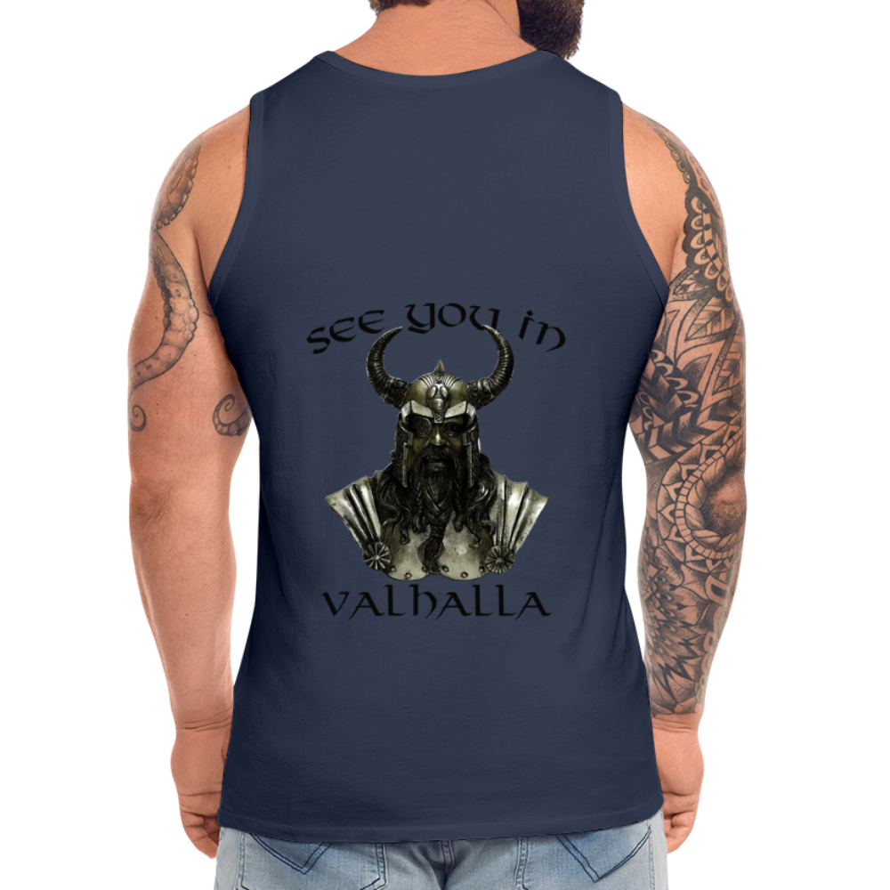 Männer Premium Tanktop T-Shirt Muskelshirt Achselshirt See You in Valhalla - Navy