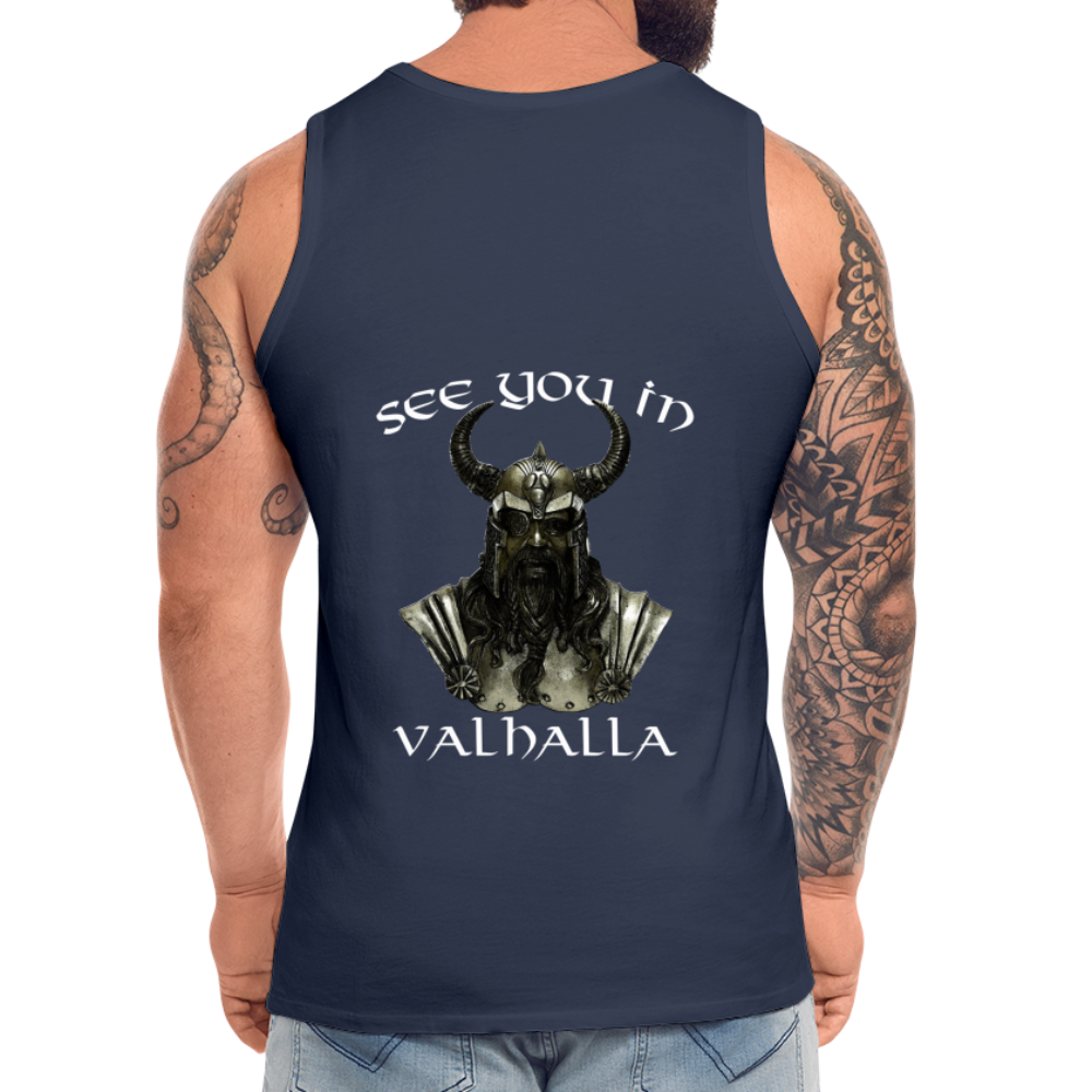 Männer Premium Tanktop T-Shirt Muskelshirt Achselshirt See You in Valhalla - Navy