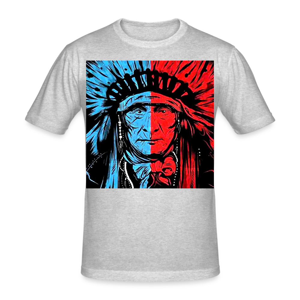 Männer Gildan Heavy Kurzarm T-Shirt Streetwear Indianer - Grau meliert