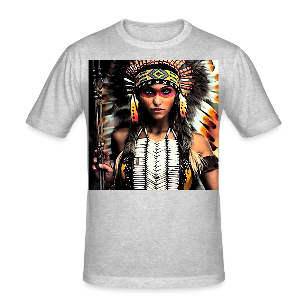 Männer Gildan Heavy Kurzarm T-Shirt Streetwear Indianer - Grau meliert