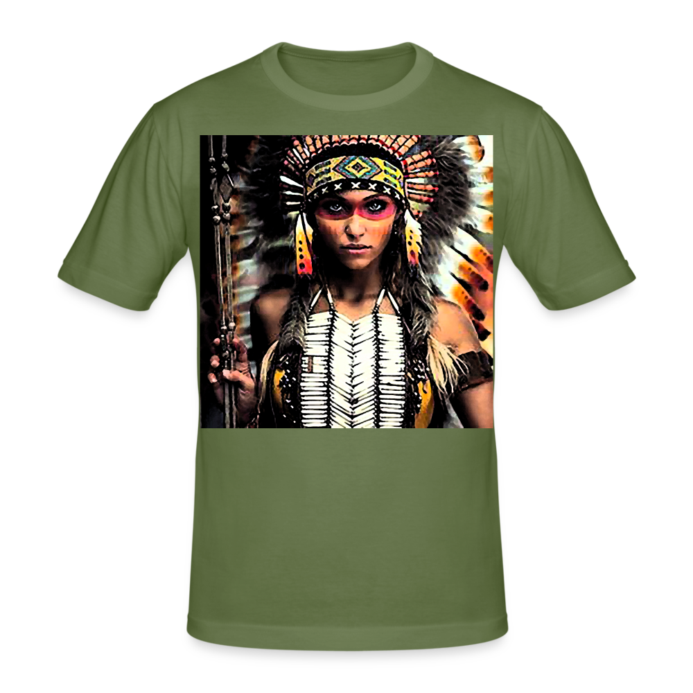 Männer Gildan Heavy Kurzarm T-Shirt Streetwear Indianer - Militärgrün