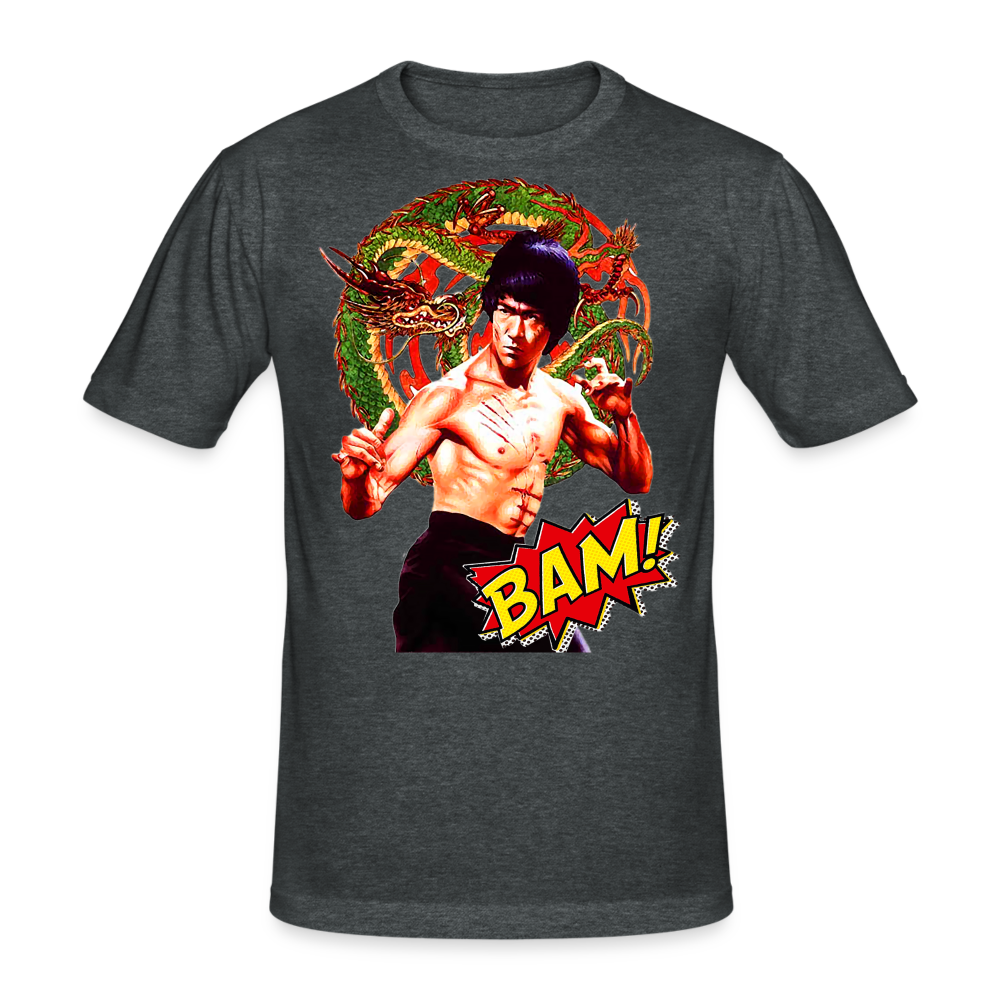 Männer Gildan Heavy Kurzarm T-Shirt Streetwear Bruce Lee - Dunkelgrau meliert