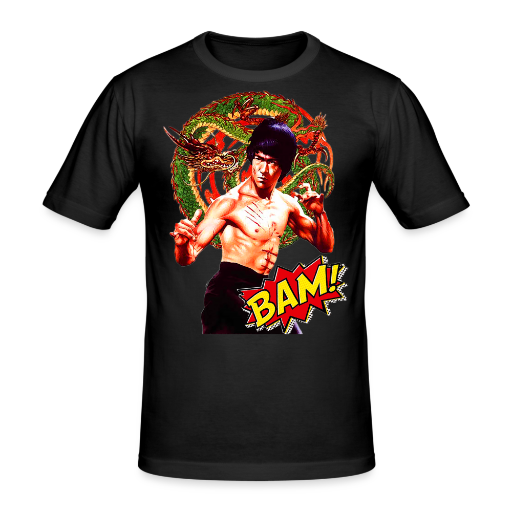Männer Gildan Heavy Kurzarm T-Shirt Streetwear Bruce Lee - Schwarz