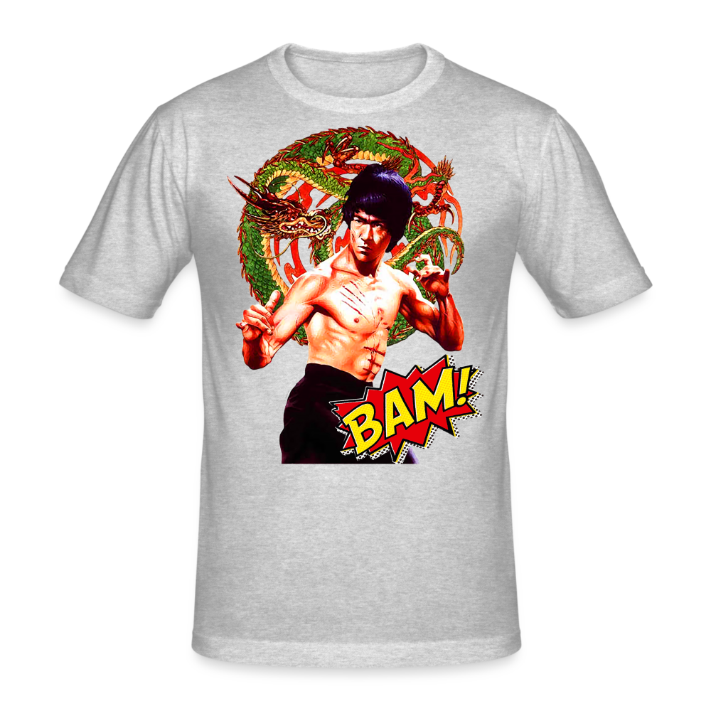 Männer Gildan Heavy Kurzarm T-Shirt Streetwear Bruce Lee - Grau meliert