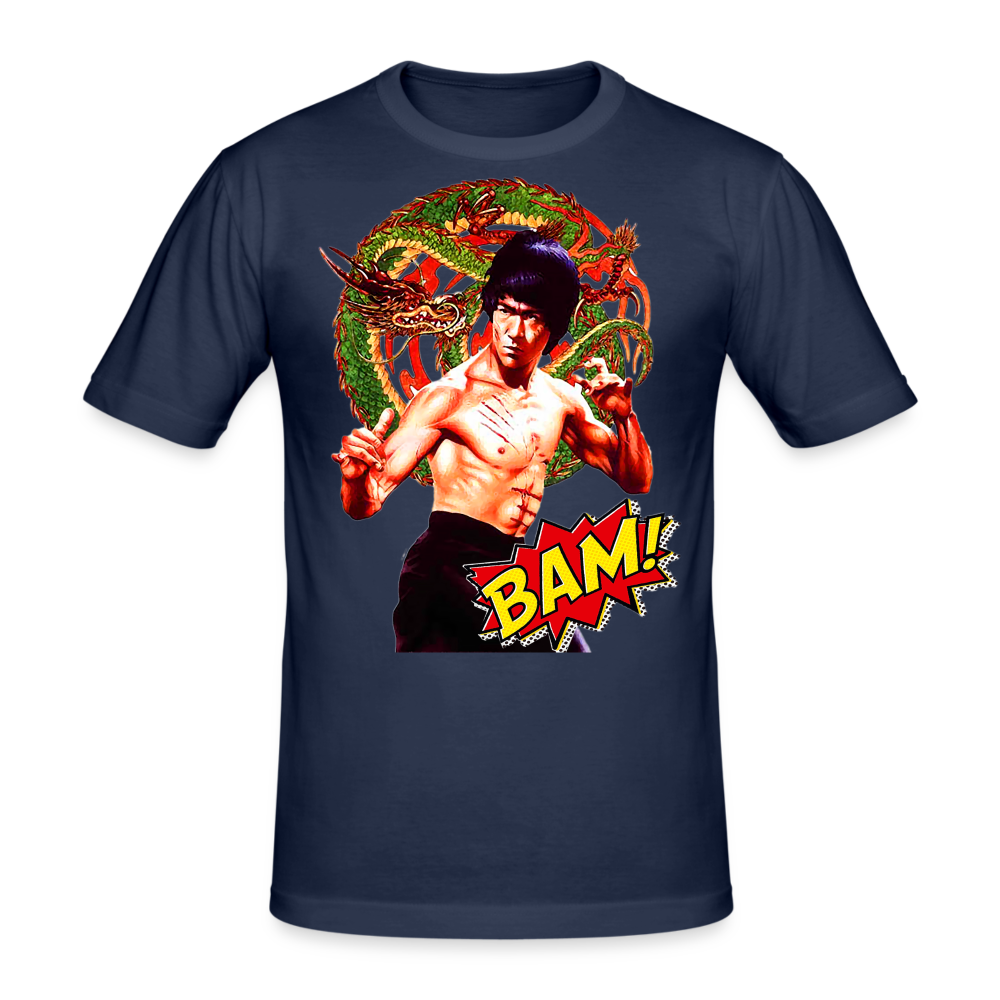 Männer Gildan Heavy Kurzarm T-Shirt Streetwear Bruce Lee - Navy