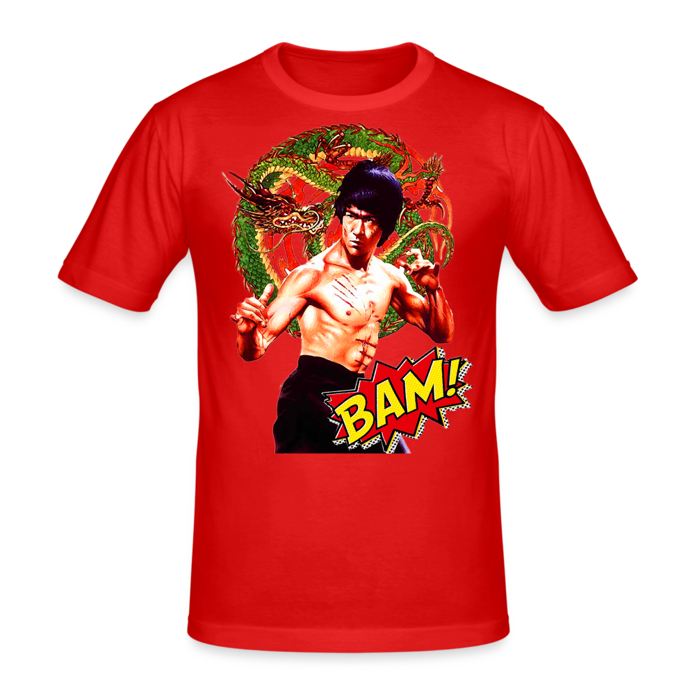 Männer Gildan Heavy Kurzarm T-Shirt Streetwear Bruce Lee - Rot