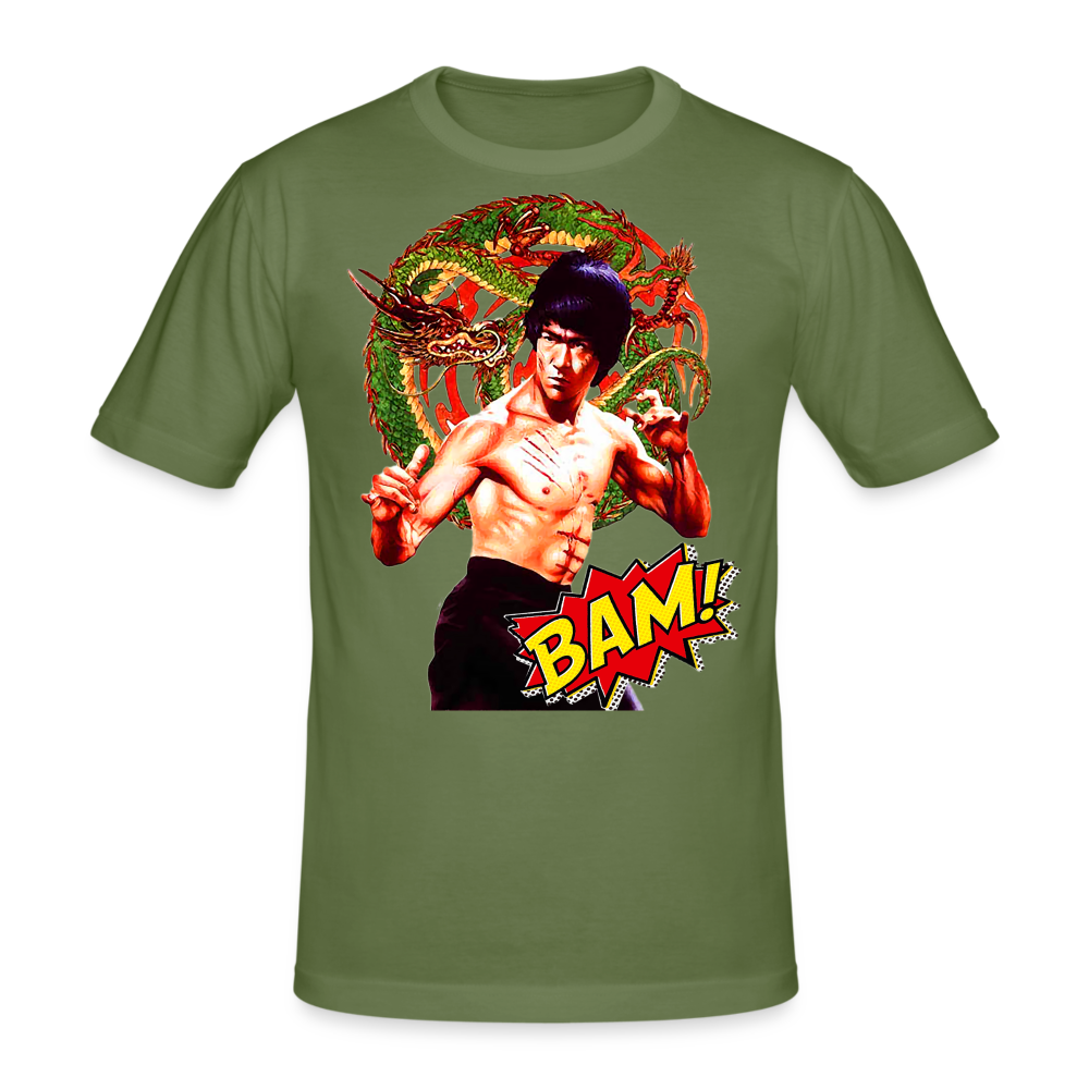 Männer Gildan Heavy Kurzarm T-Shirt Streetwear Bruce Lee - Militärgrün