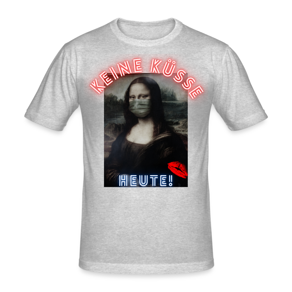 Männer Gildan Heavy Kurzarm T-Shirt Streetwear Keine Küsse - Grau meliert