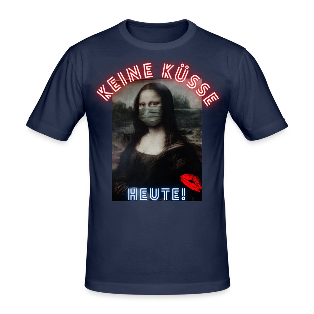 Männer Gildan Heavy Kurzarm T-Shirt Streetwear Keine Küsse - Navy