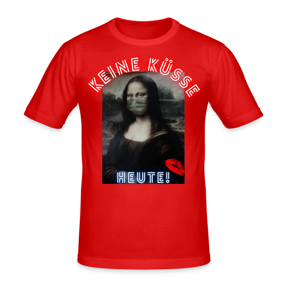 Männer Gildan Heavy Kurzarm T-Shirt Streetwear Keine Küsse - Rot