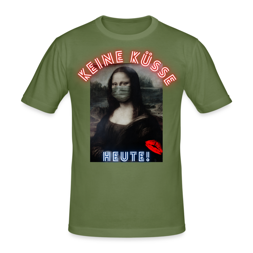 Männer Gildan Heavy Kurzarm T-Shirt Streetwear Keine Küsse - Militärgrün