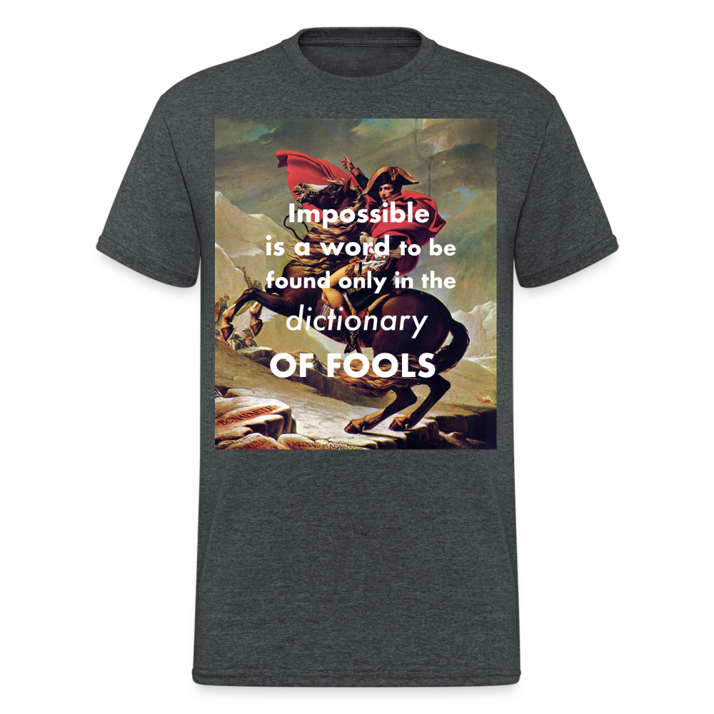 Männer Gildan Heavy Kurzarm T-Shirt Streetwear Impossible is a word - Dunkelgrau meliert