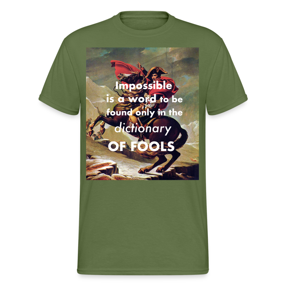 Männer Gildan Heavy Kurzarm T-Shirt Streetwear Impossible is a word - Militärgrün