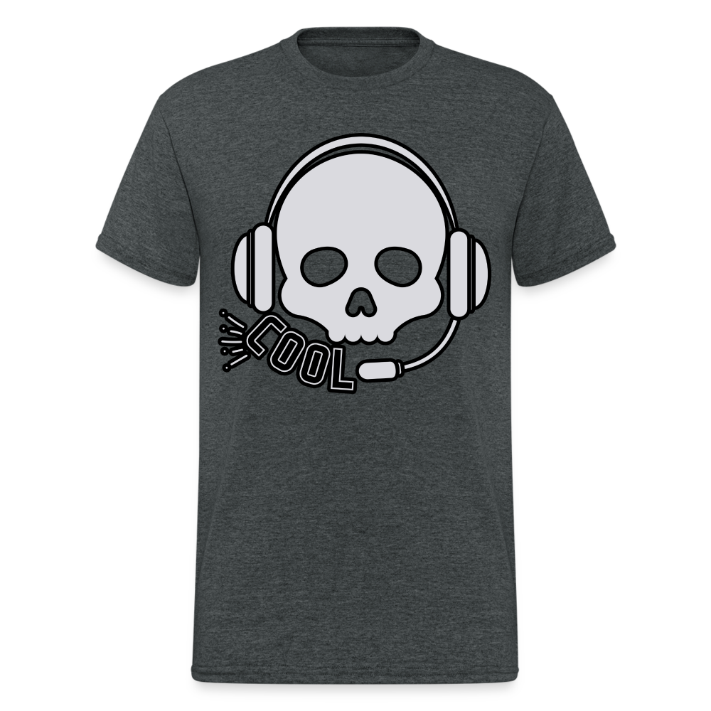 Männer Gildan Heavy Kurzarm T-Shirt Streetwear DJ Skull - Dunkelgrau meliert