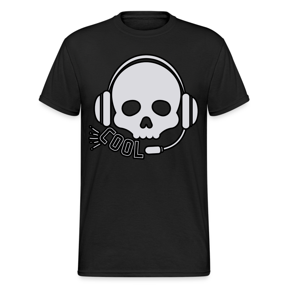 Männer Gildan Heavy Kurzarm T-Shirt Streetwear DJ Skull - Schwarz