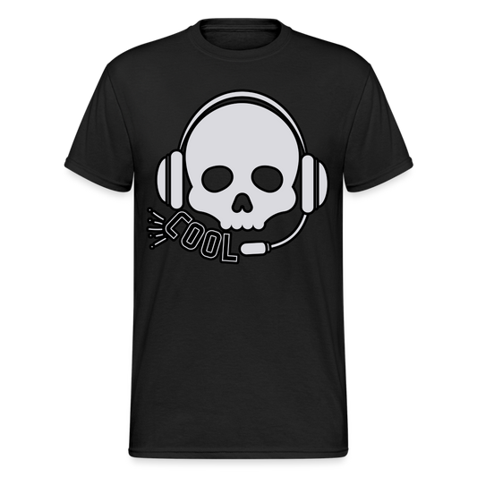 Männer Gildan Heavy Kurzarm T-Shirt Streetwear DJ Skull - Schwarz