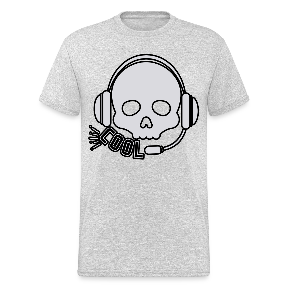 Männer Gildan Heavy Kurzarm T-Shirt Streetwear DJ Skull - Grau meliert