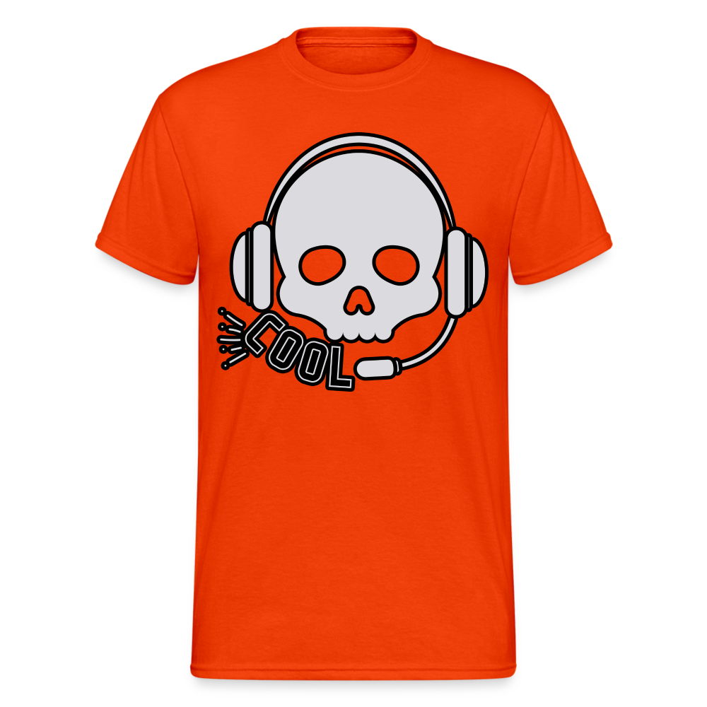 Männer Gildan Heavy Kurzarm T-Shirt Streetwear DJ Skull - kräftig Orange