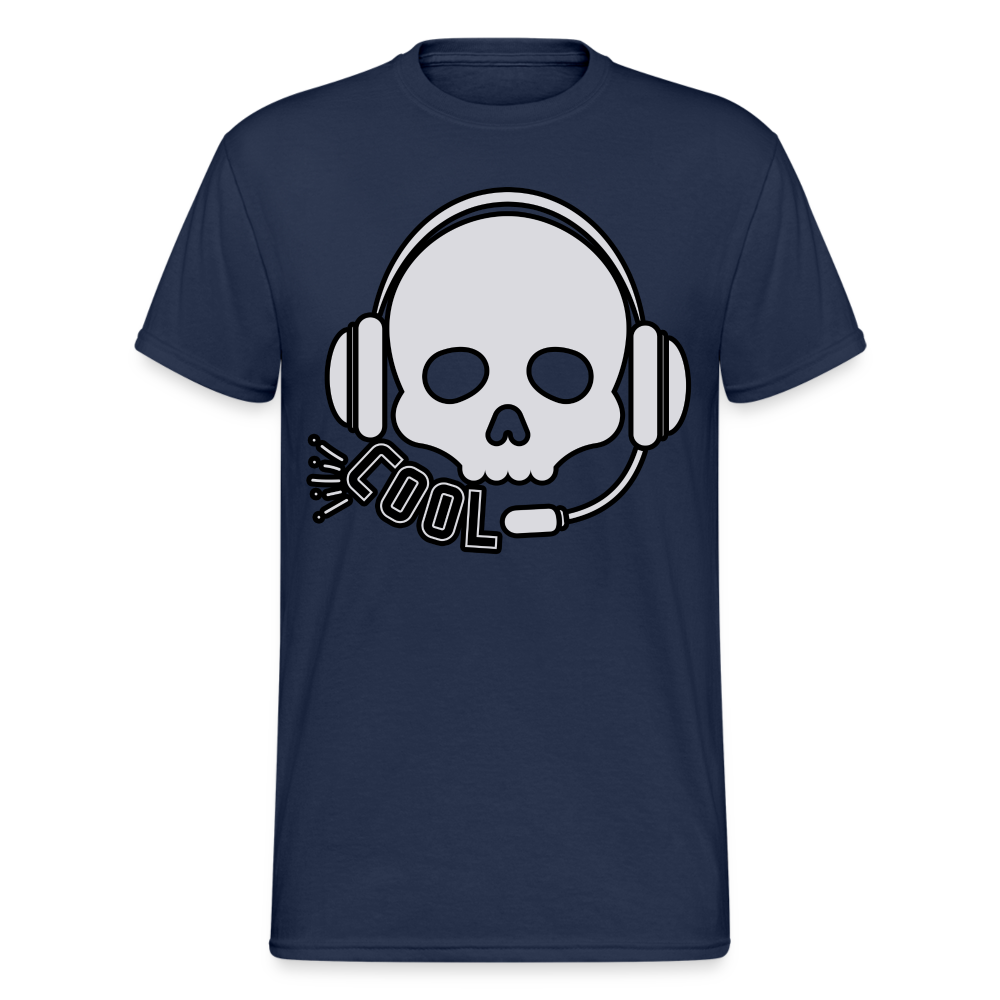 Männer Gildan Heavy Kurzarm T-Shirt Streetwear DJ Skull - Navy