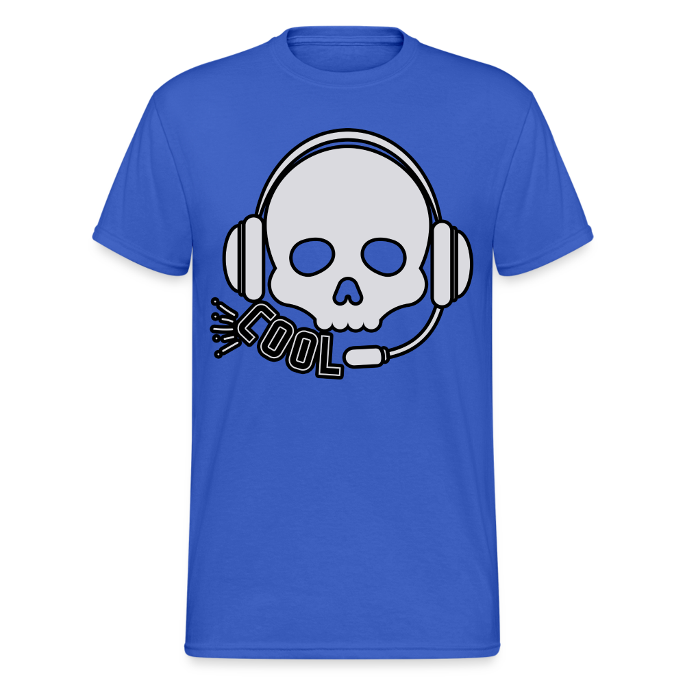 Männer Gildan Heavy Kurzarm T-Shirt Streetwear DJ Skull - Königsblau