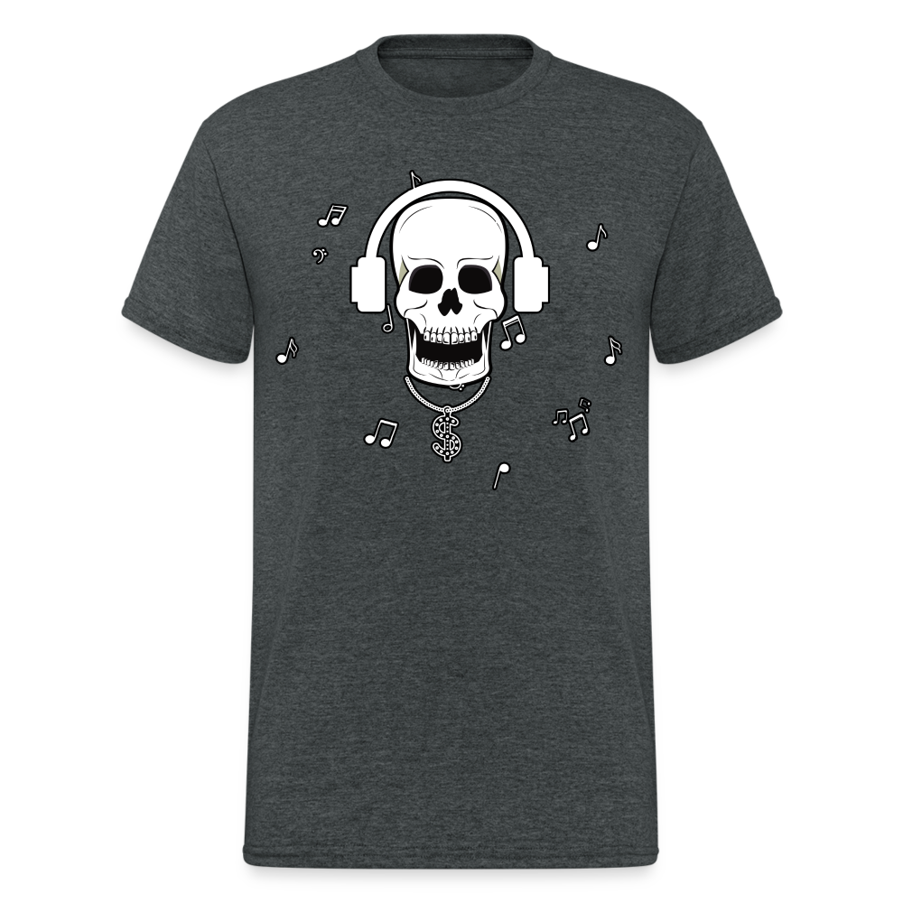 Männer Gildan Heavy Kurzarm T-Shirt Streetwear DJ Skull - Dunkelgrau meliert