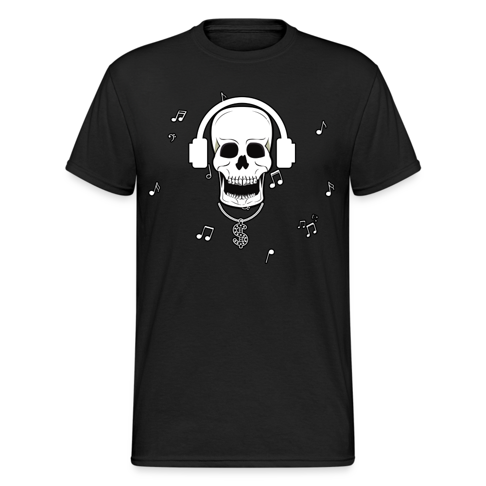 Männer Gildan Heavy Kurzarm T-Shirt Streetwear DJ Skull - Schwarz
