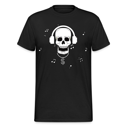 Männer Gildan Heavy Kurzarm T-Shirt Streetwear DJ Skull - Schwarz