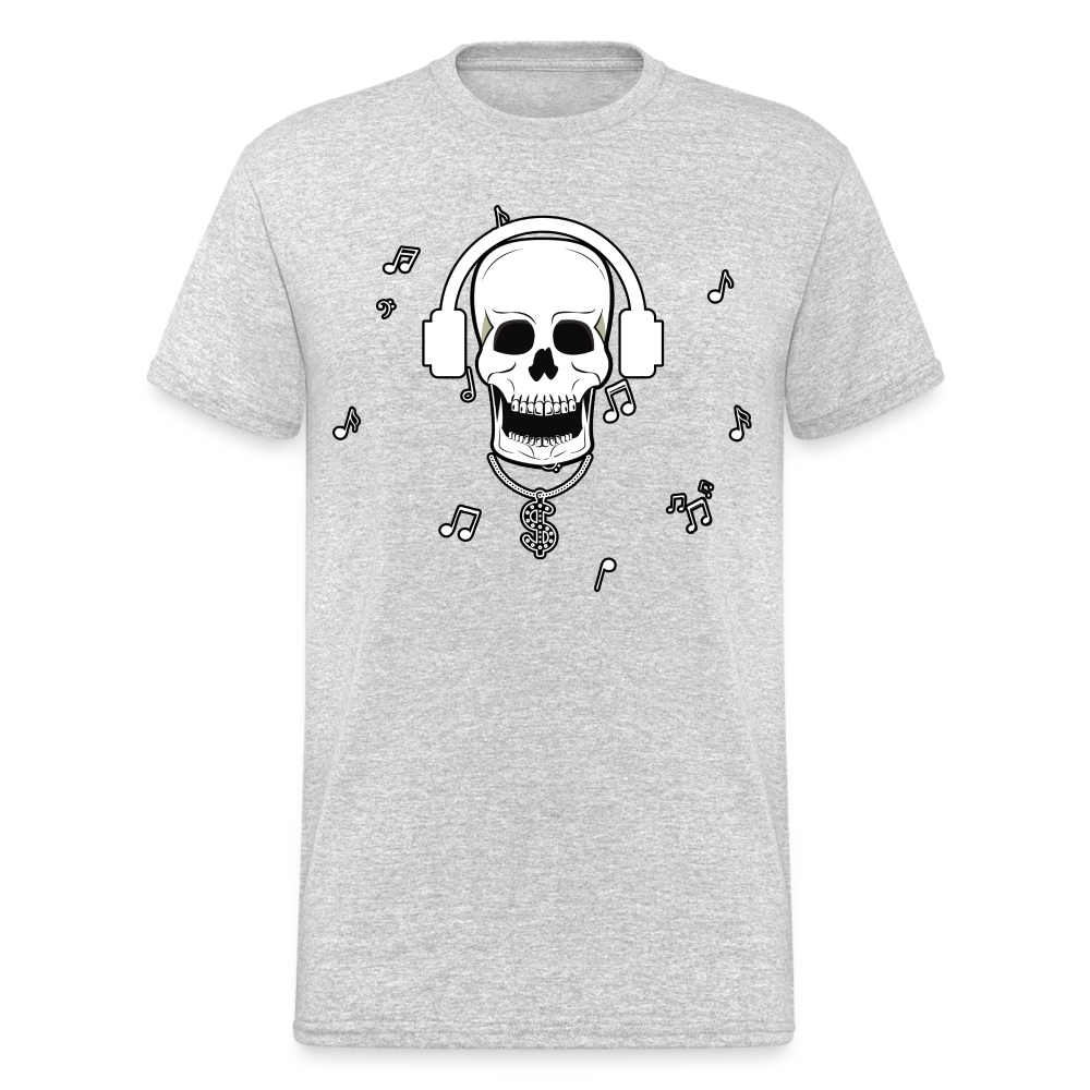 Männer Gildan Heavy Kurzarm T-Shirt Streetwear DJ Skull - Grau meliert