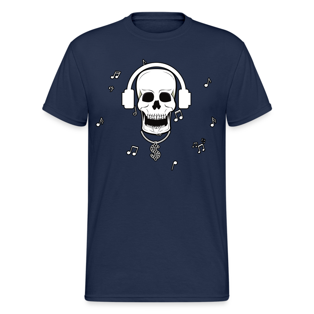 Männer Gildan Heavy Kurzarm T-Shirt Streetwear DJ Skull - Navy