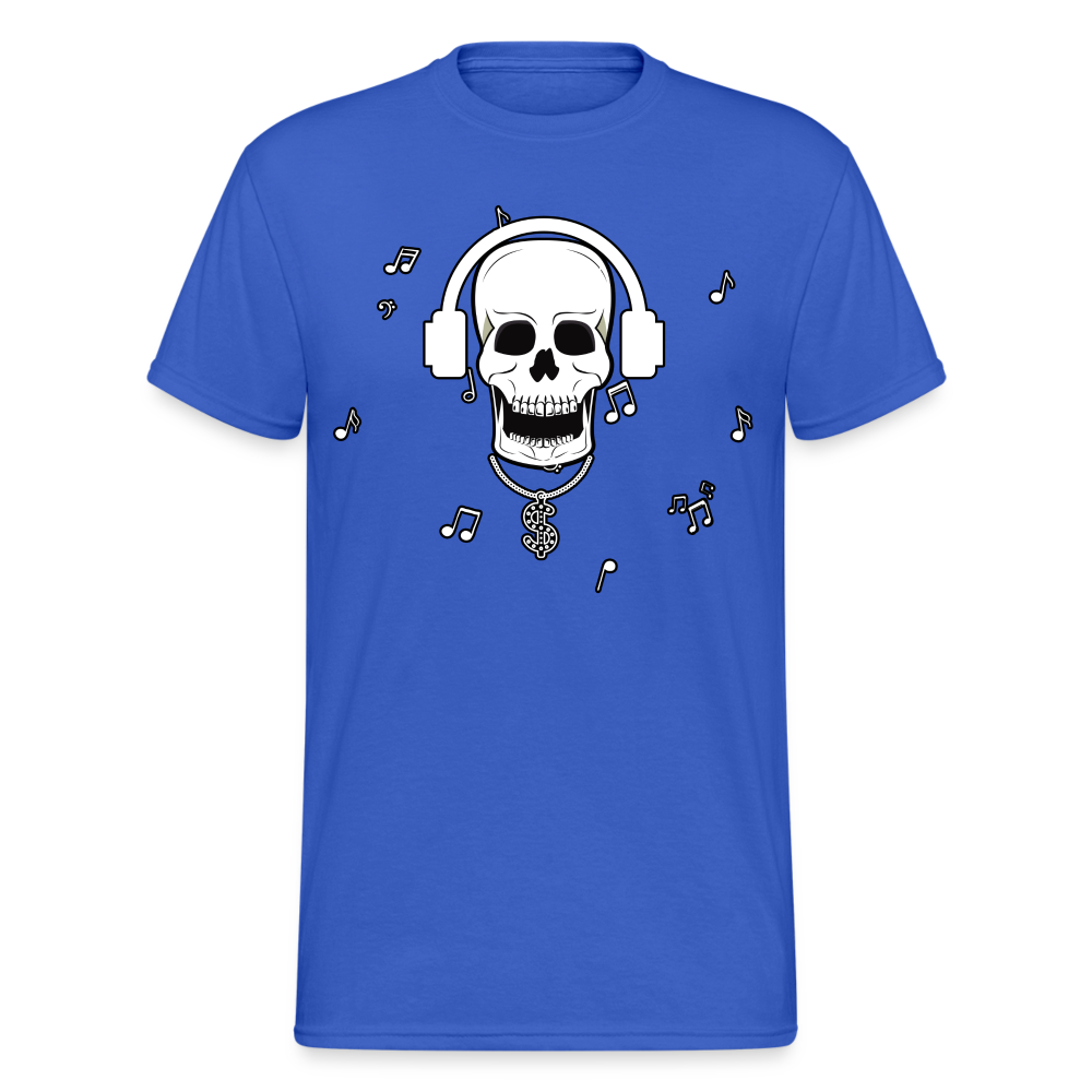 Männer Gildan Heavy Kurzarm T-Shirt Streetwear DJ Skull - Königsblau