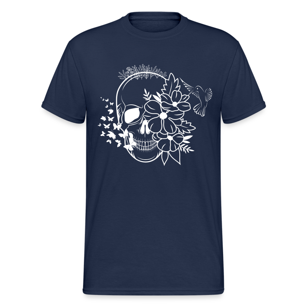 Männer Gildan Heavy Kurzarm T-Shirt Streetwear Skull - Navy