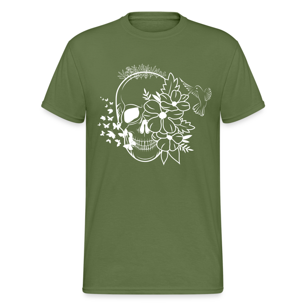 Männer Gildan Heavy Kurzarm T-Shirt Streetwear Skull - Militärgrün