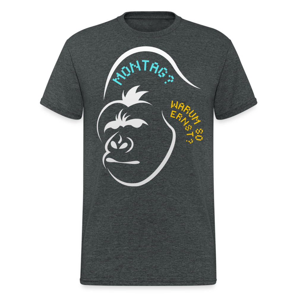 Fashion Herren Gildan Heavy T-Shirt Rundhals Unisex Streetwear - Dunkelgrau meliert