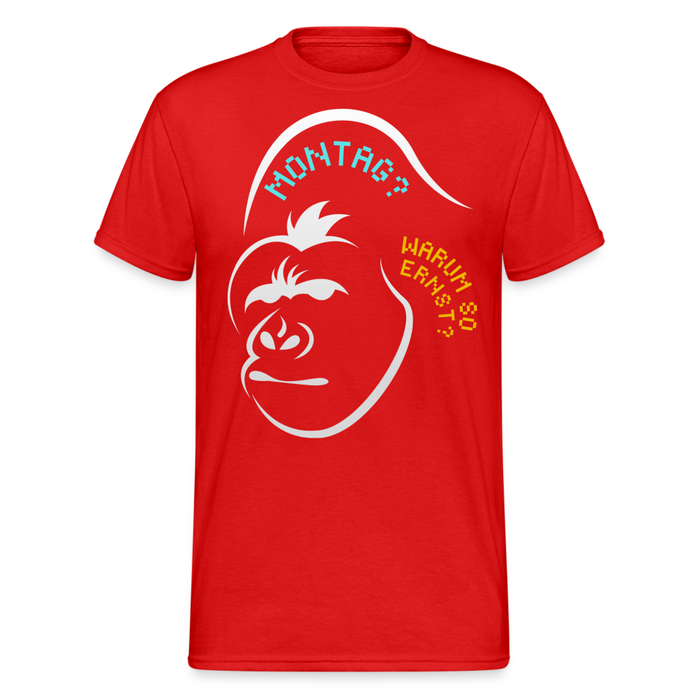 Fashion Herren Gildan Heavy T-Shirt Rundhals Unisex Streetwear - Rot