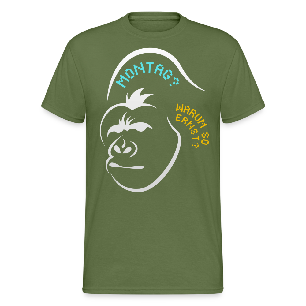 Fashion Herren Gildan Heavy T-Shirt Rundhals Unisex Streetwear - Militärgrün