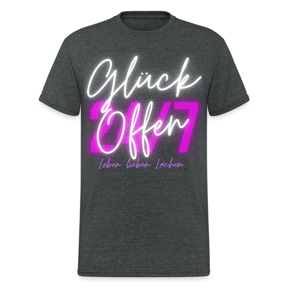 Fashion Herren Gildan Heavy T-Shirt Rundhals Unisex Streetwear - Dunkelgrau meliert