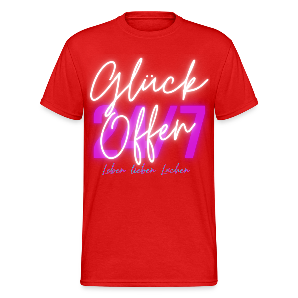 Fashion Herren Gildan Heavy T-Shirt Rundhals Unisex Streetwear - Rot