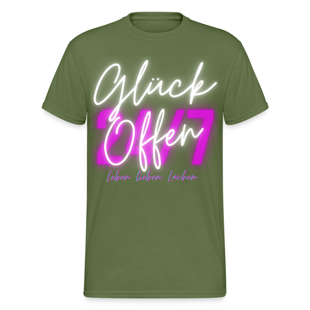 Fashion Herren Gildan Heavy T-Shirt Rundhals Unisex Streetwear - Militärgrün